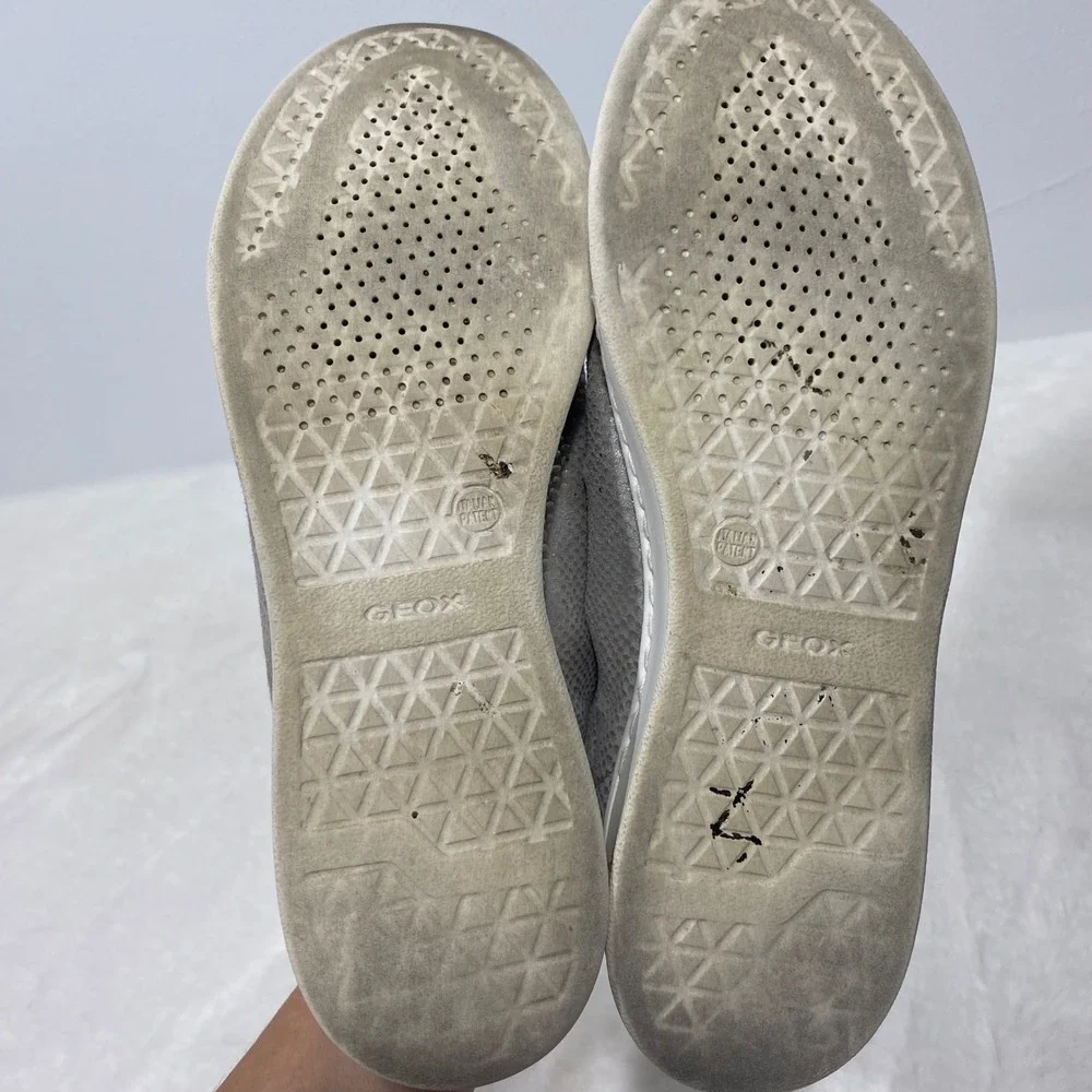 Geox Silver Snake Embossed‎ Leather Fashion Sneakers Casual Shoes Women's 9